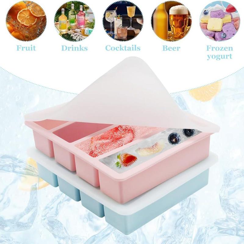4 Grid Giant Silicone Ice Cubes Long Strip Square Whiskey Ice Tray Mold Non-toxic Durable Large Ice Mold Barware Cocktail Tools