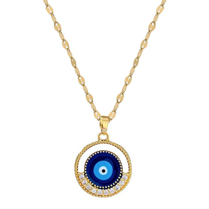 Ring Eyes Light Luxury Banquet Wedding Necklace Women'S Versatile Collarbone Chain Titanium Steel Chain