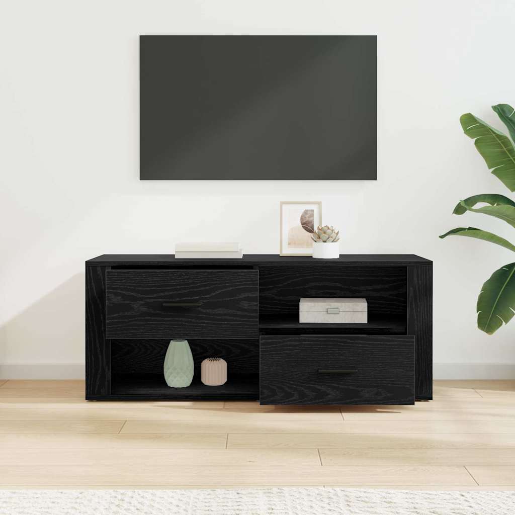 TV Stand Black Oak Effect 100 x 35 x 40 cm Engineered Wood