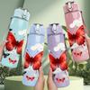 1PC Red Black Butterfly Rose Art Print 750ml Color Plastic Sports Water Bottle Leakproof Flip Straw Lid Suitable for Sports Office Home Use