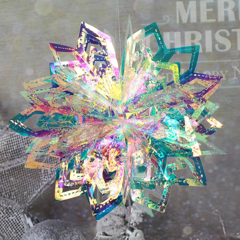 Seven-Color Gradient Flower Ball: Neon Film Snowflake Decoration for Parties & Events