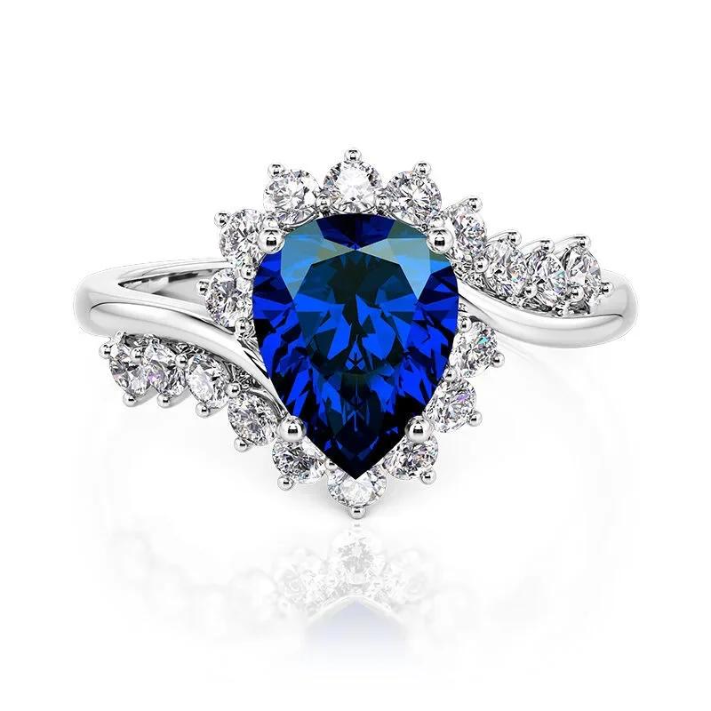New blue Zircon engagement ring, zircon, European and American style