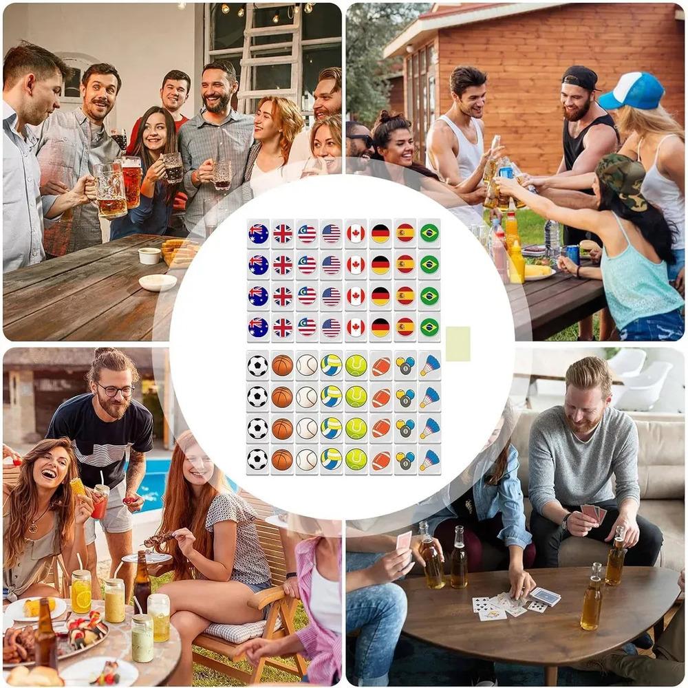 Mahjong Tile Set with Ball Flag Pattern