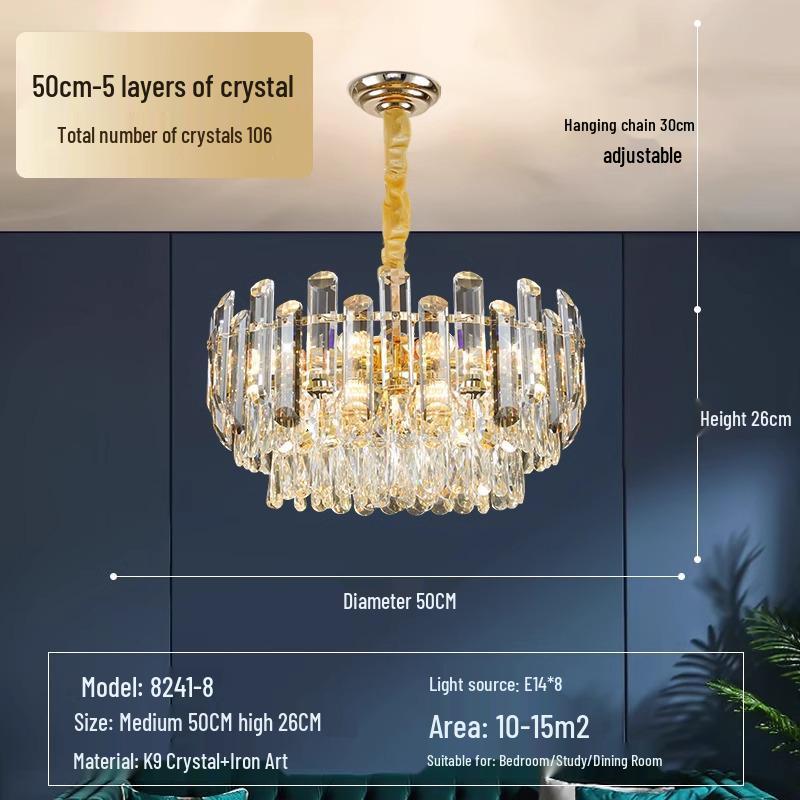 2025 Modern Crystal Chandelier: Minimalist Luxury Light for Living Room, Dining Room, and Bedroom