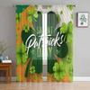 St. Patrick's Day Kleeblatt Glücksblätter Voile Vorhang Wohnzimmer Schlafzimmer Küchenfenster Dekor Tüll Chiffon Vorhänge Transparent Polyester Ideal für Bereich