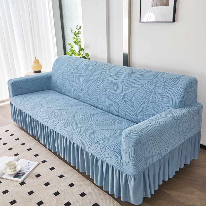 1pc Luxury Wrapped Sofa Cover with Pleated Skirt - Soft, All-Season for Living Room, Bedroom, Office, Sofa Covers for Living Room