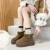 Women's 2024 Warm Leather Snow Boots - Small Size, Low-Top, Non-Slip, Thick-Soled, Height-Enhancing, Plush Winter Short Boots