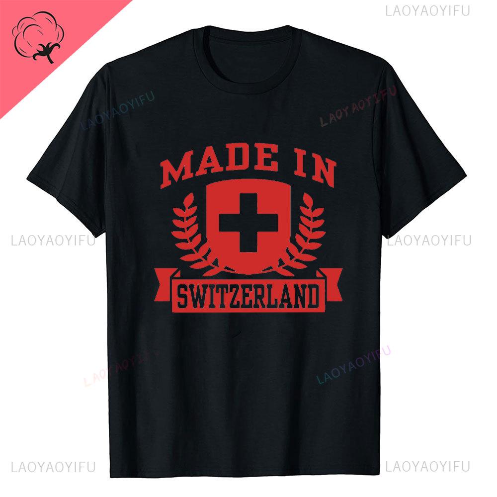 Super Swiss Proud Switzerland Flag T Shirts Man ShortSleeve Fashion Hipster T Shirt Clothing Casual Summer Basic Loose Tee