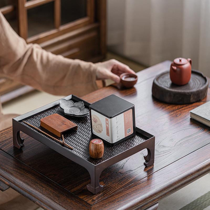 Zen Bamboo High-legged Tea Tray Household High-end Dry Tea Tray Cup Kettle Storage Tray