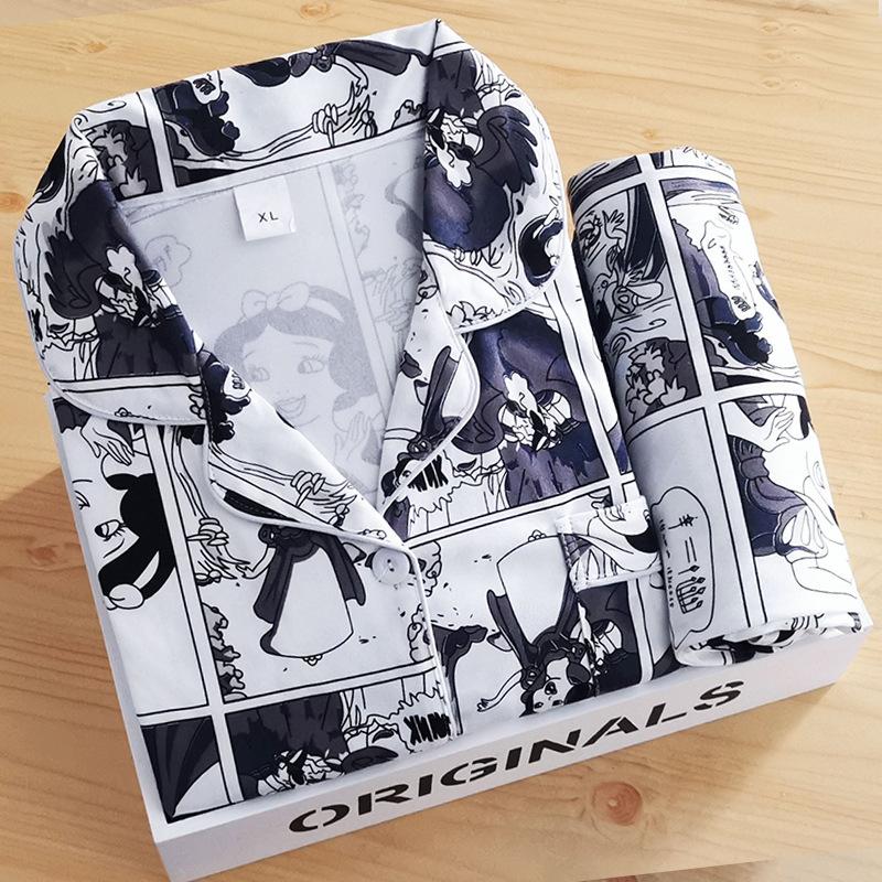 Spring and autumn thin long-sleeved pajamas women's Internet celebrity style cute rabbit cardigan loungewear loose two-piece suit women