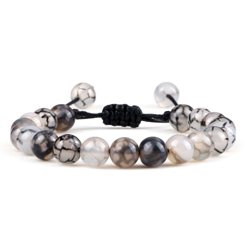 Men's and Women's 8mm Black Matte Volcanic Stone Beaded Stretch Bracelets