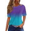 Women's Fashionable Casual Short Sleeve Print Round Neck Pullover Top