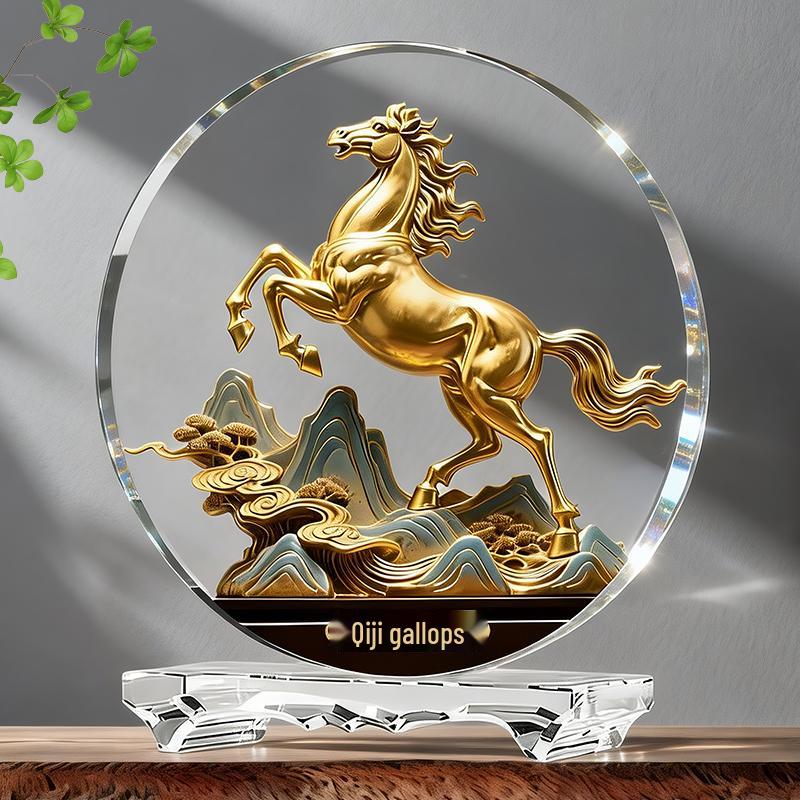 Figurina di Cavallo dello Zodiaco in Cristallo: Amuleto di Successo e Ricchezza per Casa, Ufficio o Regalo
