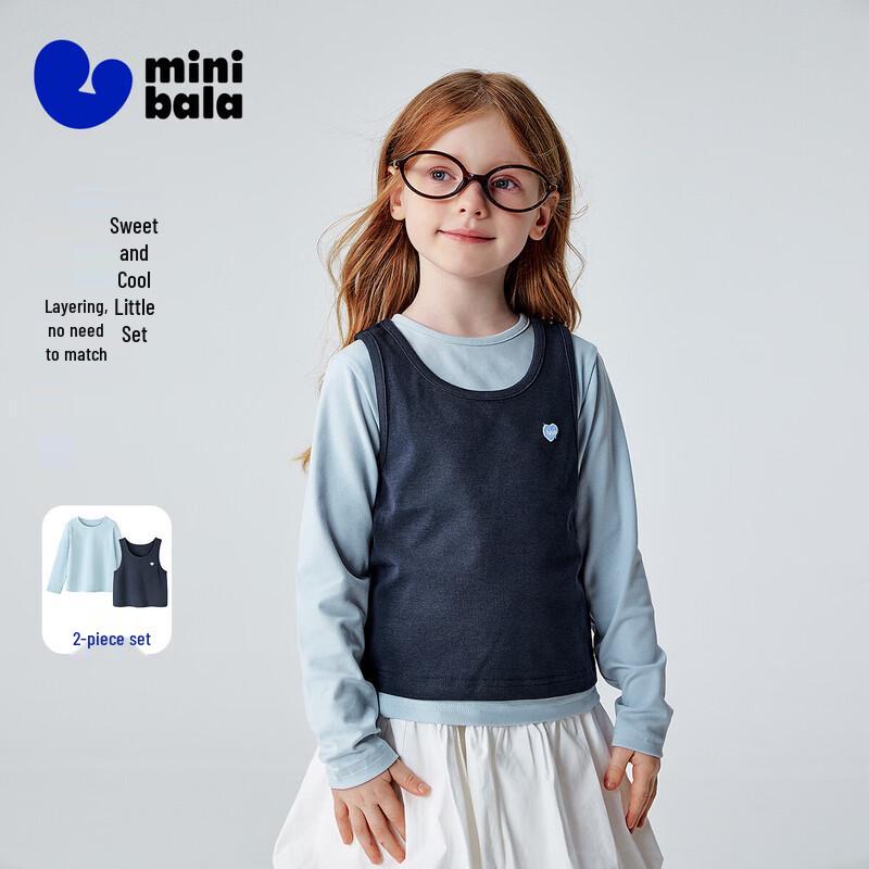 minibala Girls' Long Sleeve T-shirt & Vest Set