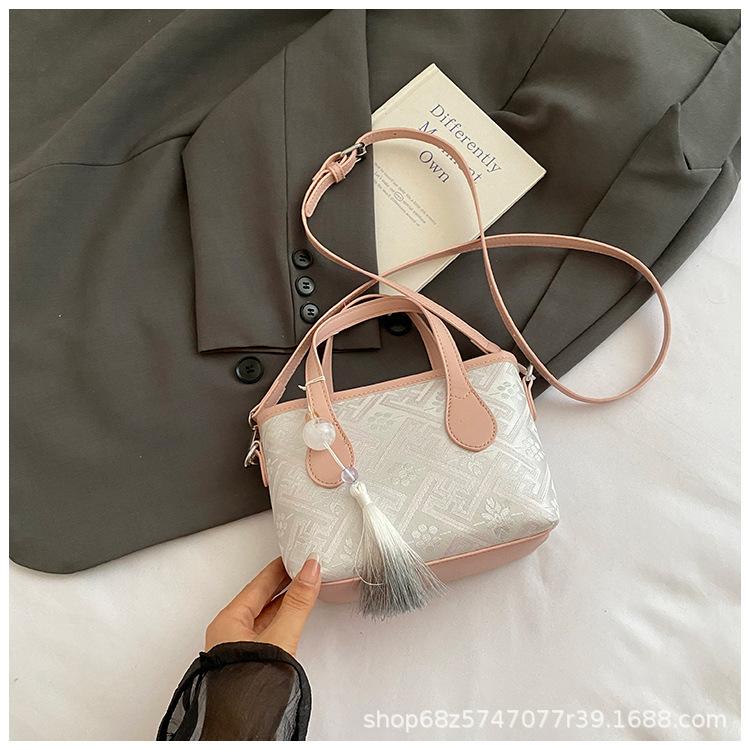 New Chinese style national style bag women's 2025 new trendy fashion versatile hand bag shoulder crossbody bucket bag