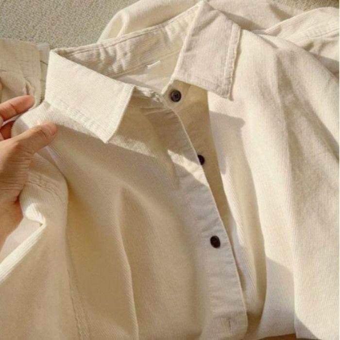 Women's Retro Corduroy Shirt Jacket: Spring/Autumn Loose Casual Long Sleeve Layering Top