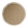Jute Table Placemats Set Rustic Lace-Trimmed Round Scallop Edge Hot Pads