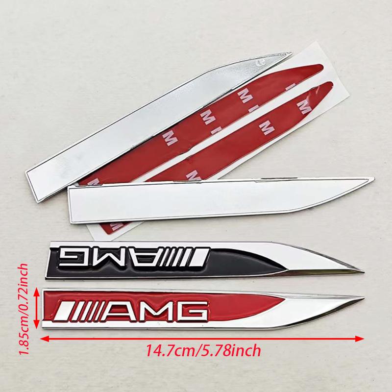 AABHA1 2pcs 3D Metal Car Fender Side Wing Mercedes AMG Logo Emblem Badge Sticker For Mercedes Benz AMG B C E G Class GLB GLC GLK GLE