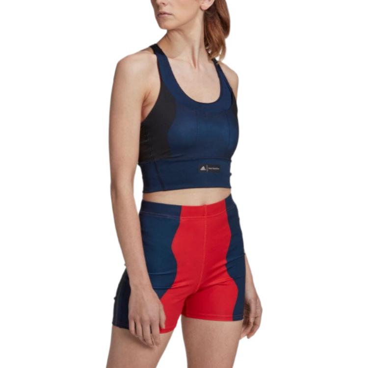 Adidas X Marimekko Collaboration Color Block Medium Support Sports Bra Women Underwear Blue HH7313