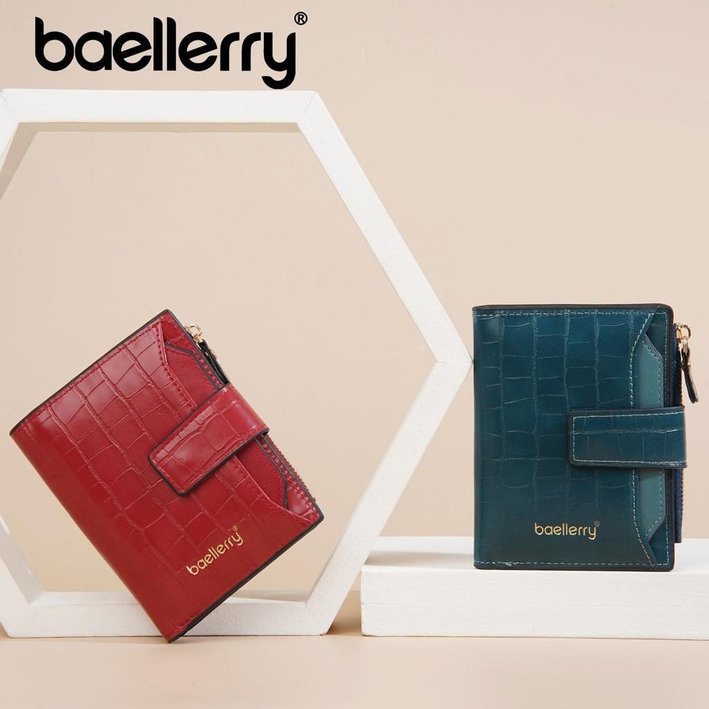 Baellerry Womens Short Pu Card Holder With Stone Pattern And Secure Zipper Closure For Daily Use