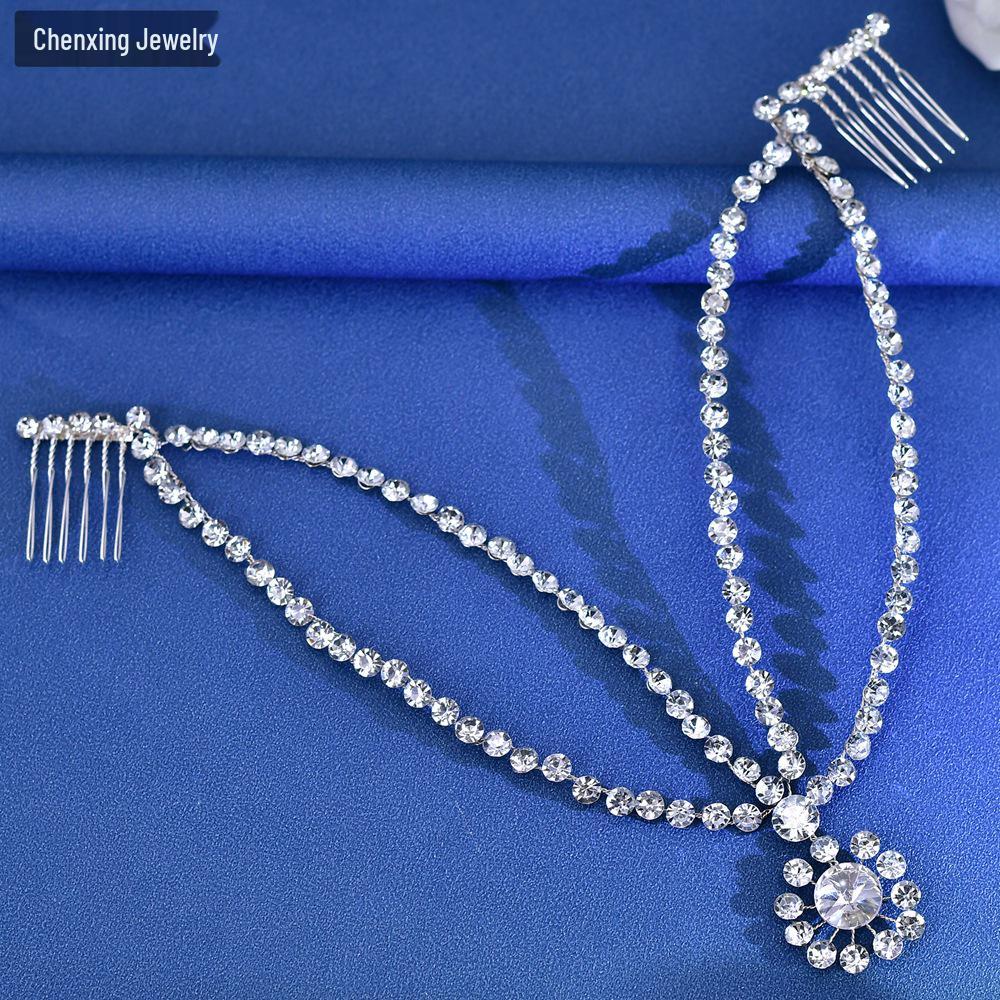 

Chenxing CX585 Свадебный гребень для волос Богемная цепочка на лоб со стразами Цветочный головной убор