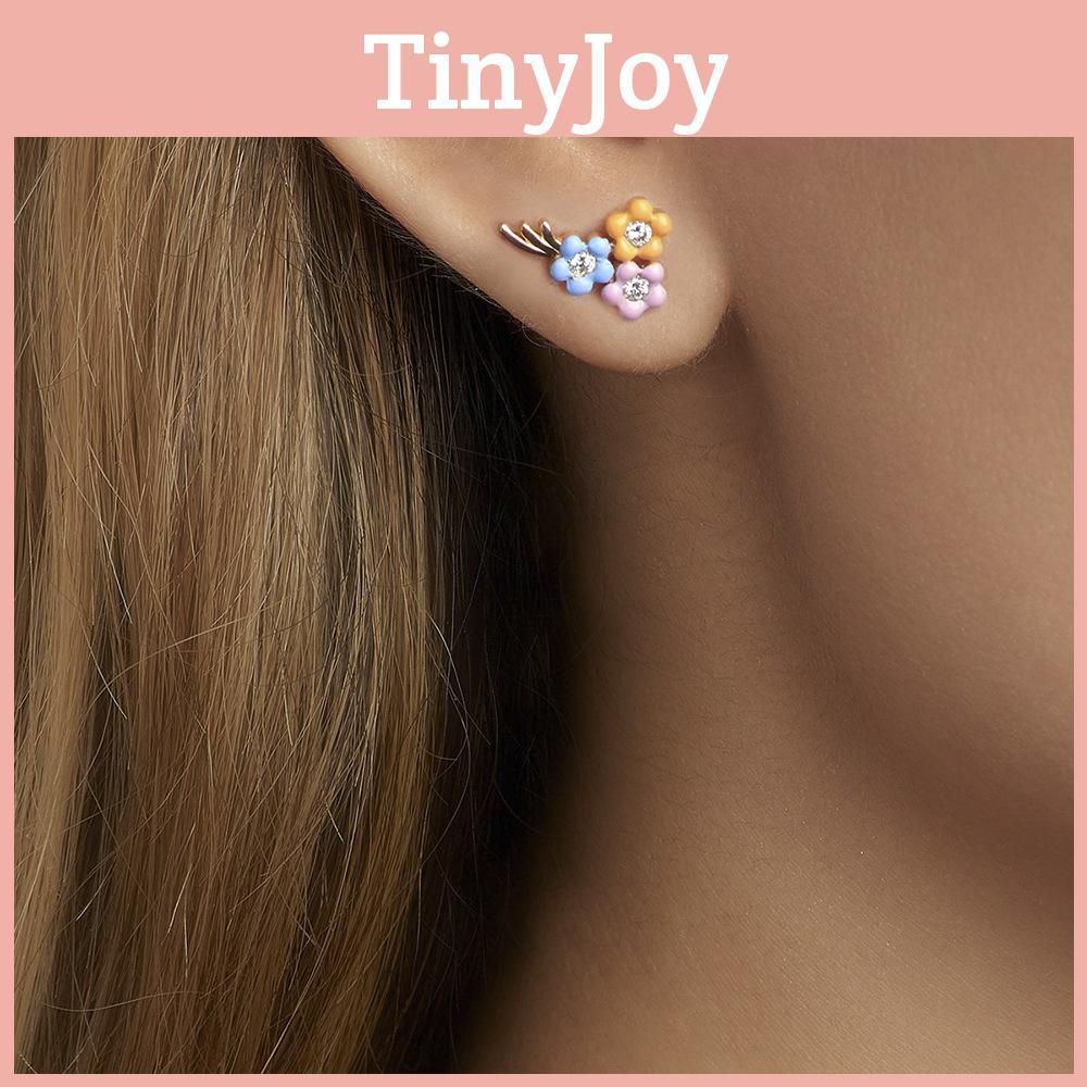 Alloy Floral Modern Earrings With Gemstone Inlays For Womens Fashion