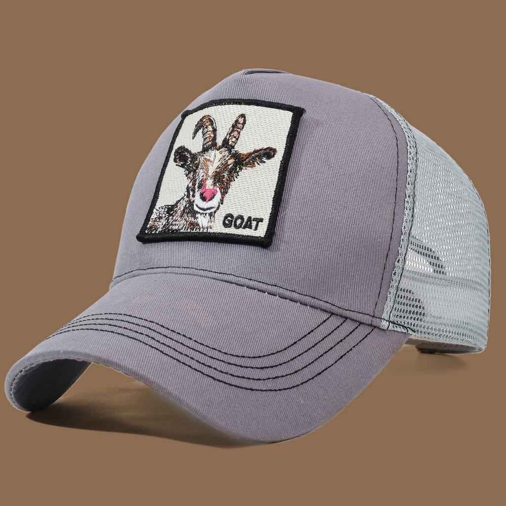 Unisex Trucker Cap with Goat Embroidery & Applique - Ideal for Daily Casual Wear, Sports and Travel