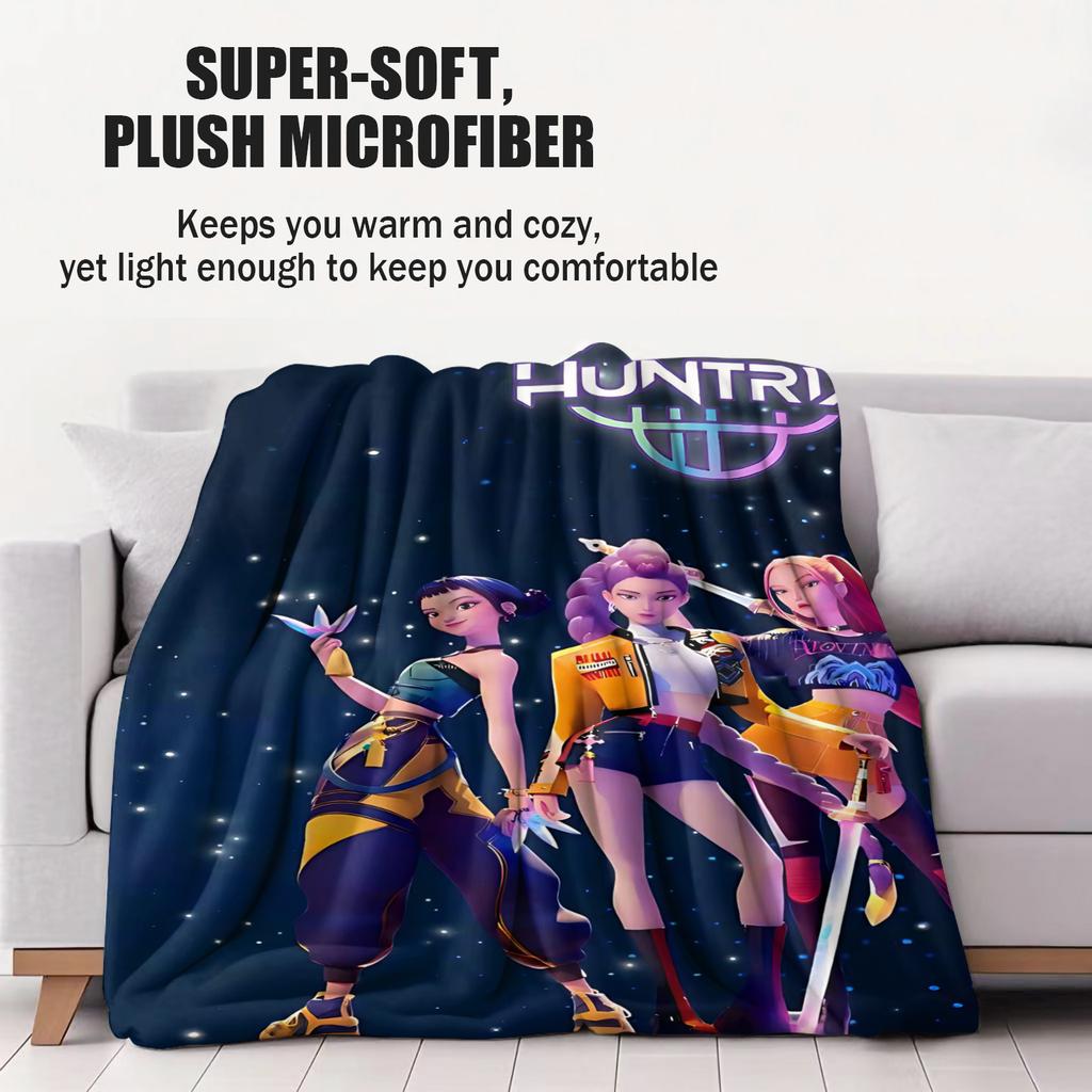 1PC Kpop Demon Hunters HUNTR/X Print Fleece Blanket for Adult Quality Super Soft Warm Blanket for Travel Office Home