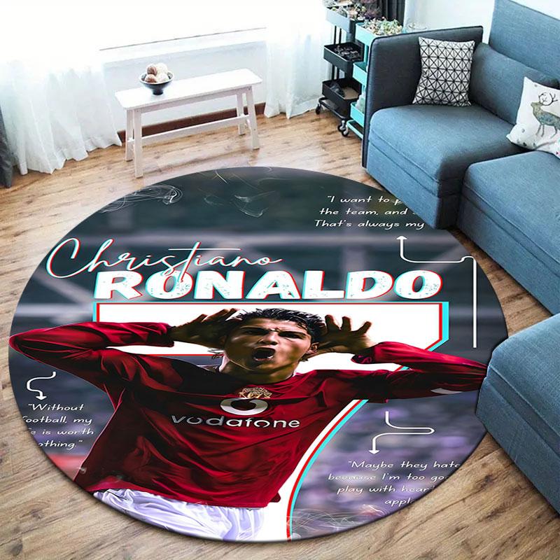 CR7 Round Area Rug,Carpet Rug for Living Room Bedroom Sofa Playroom Decor,Non-slip Floor Mat