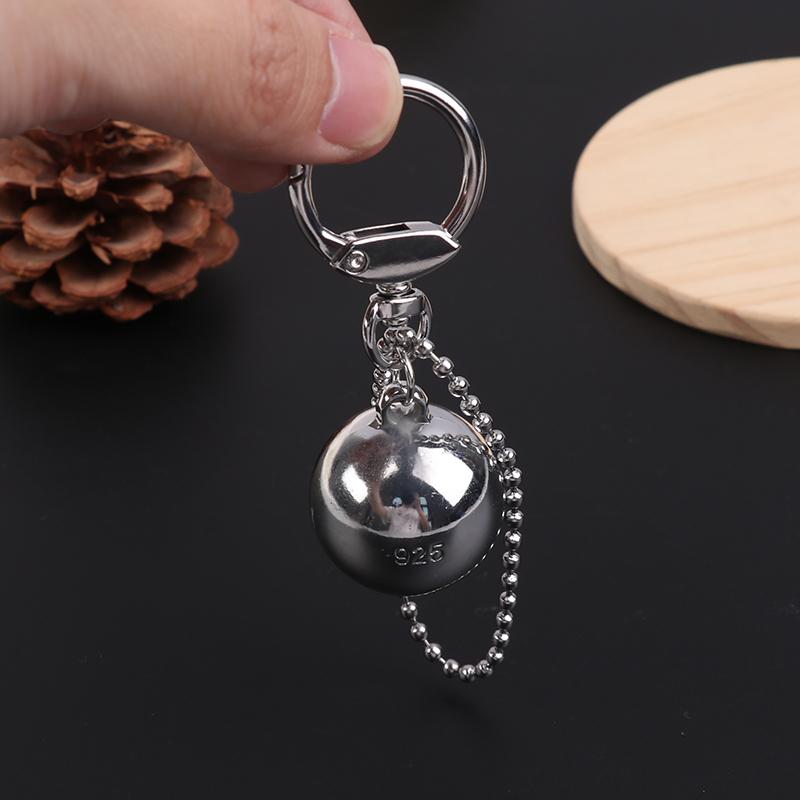 Korean Cool Metal Big Ball Pendant Keychain Simple Bag Charm Decor Earphone Case Accessories Gift