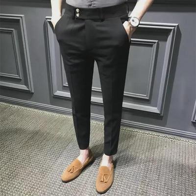 Men's Spring & Autumn Slim-Fit Korean Nine-Point Suit Trousers - Trendy Casual Style