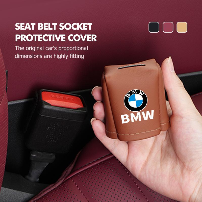 Leather Car Seat Belt Socket Cover Anti-collision Protection Cover Interior Accessories For BMW E46 E90 E60 F10 E39 F30 E36 E87 DA9