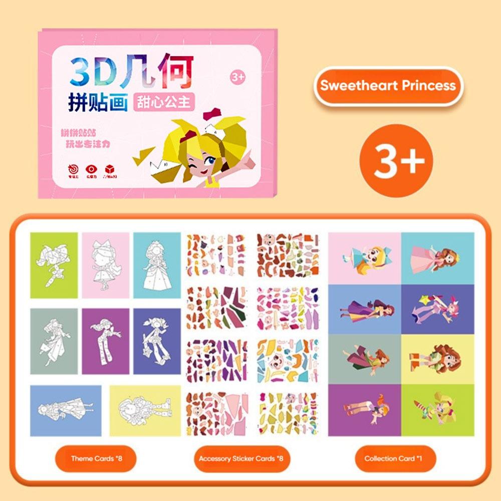 3D Children's Stickers DIY Handmade Sticker Toys Gifts Geometric Collage Sticker Book