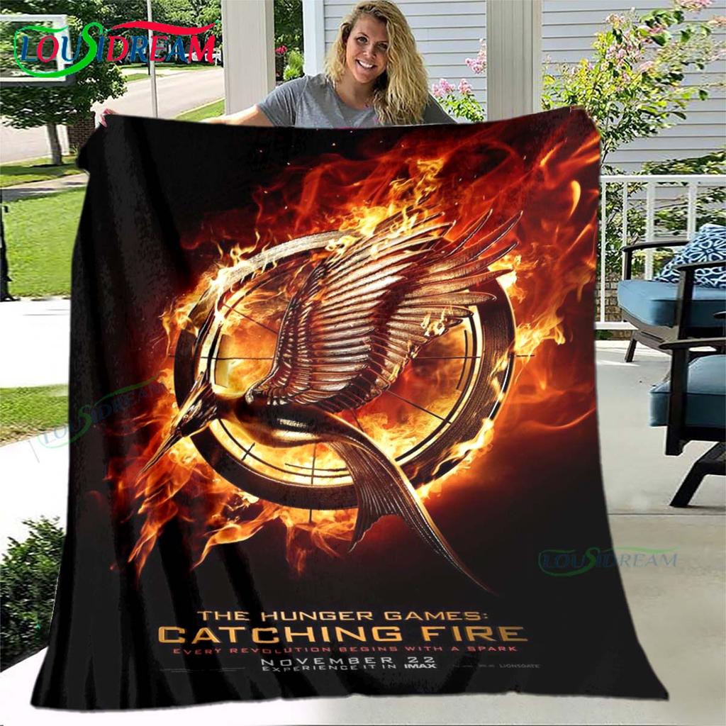 Hot Fashion The Hunger Games Pattern Blanket Flannel Thin Blanket Portable Home Travel Office Lunch Break Blanket Birthday Gift