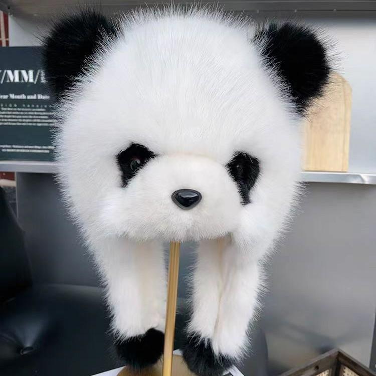 Panda Plush Hat For Women Kids Winter Warmth With Earmuff Protection