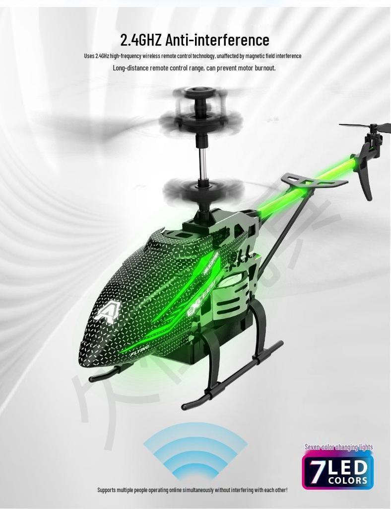 3.5-Channel Alloy Remote Control Helicopter with Cool Lights - Drop-Resistant Toy Aircraft