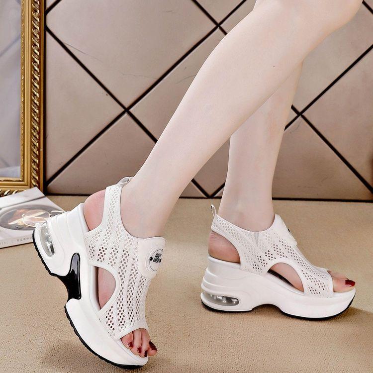 Wedge Sandals Women's Platform Sole Summer 2025 New Soft-Soled Flatform Bottom Cutout Mesh Sandals Women
