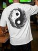 Summer Unisexs 100 Cotton Casual Fashion Yin Yang Pattern Printed Round Neck Short Sleeve Tshirt