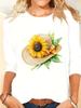 (Asian Size) Print Autumn Winter Spring Women Female Clothing Casual Tee O-neck Letter Floral  Long Sleeve T Shirt Fashion Top Graphic T-shirts