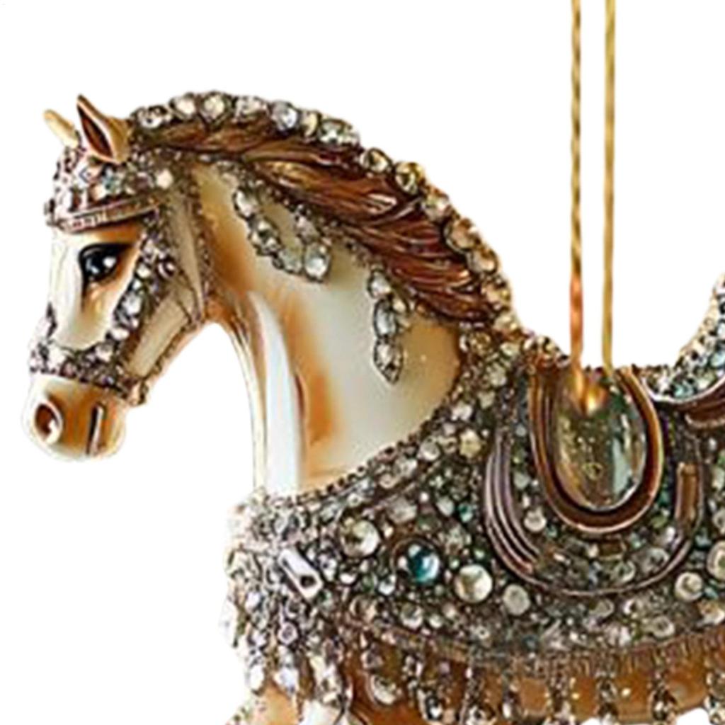 2D Flat Acrylic Horse Ornaments Figurine Decor Christmas Horse Decorations for Women Girl Home Holiday Tabletop Wall Pendant