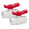 Lot of 2 PVC Ball Valves 25 Mm - 90° Handle, Shut-off and Regulation (red), 5 Bar