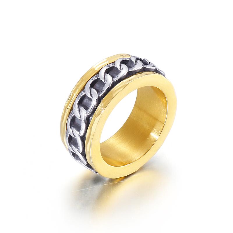 Retro Stainless Steel Men's Ring Punk Cubarn Chain Rotatable Finger Anillos Decompression Beer Trendy Jewelry Gift