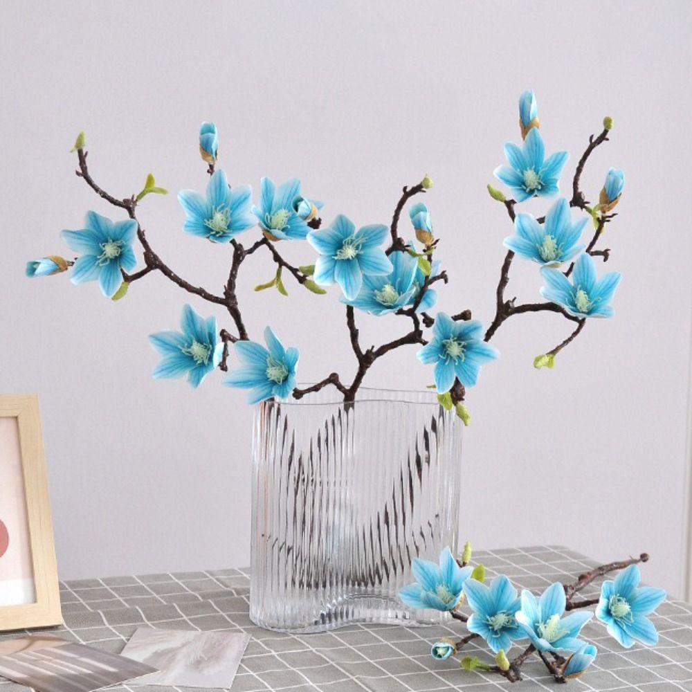 60cm Length Artificial Magnolia Flower Silk Material Simulated Magnolia  Party Decoration