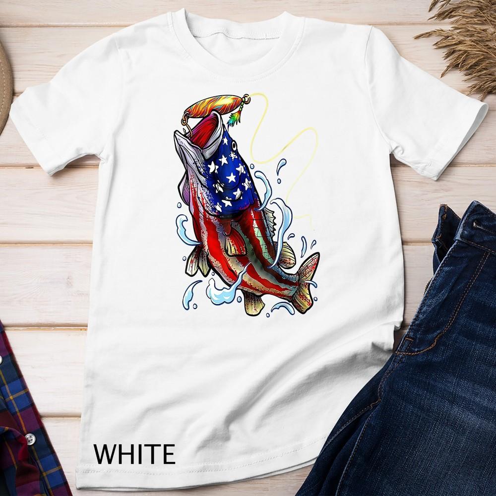 

Bass Fishing Fish American Flag Dad Father Fourth Of July Unisex T-shirt L