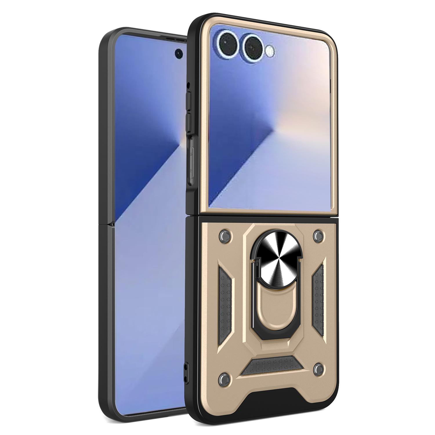 

AMORUS For Samsung Galaxy Z Flip7 5G Case Kickstand PC + TPU Phone Cover C