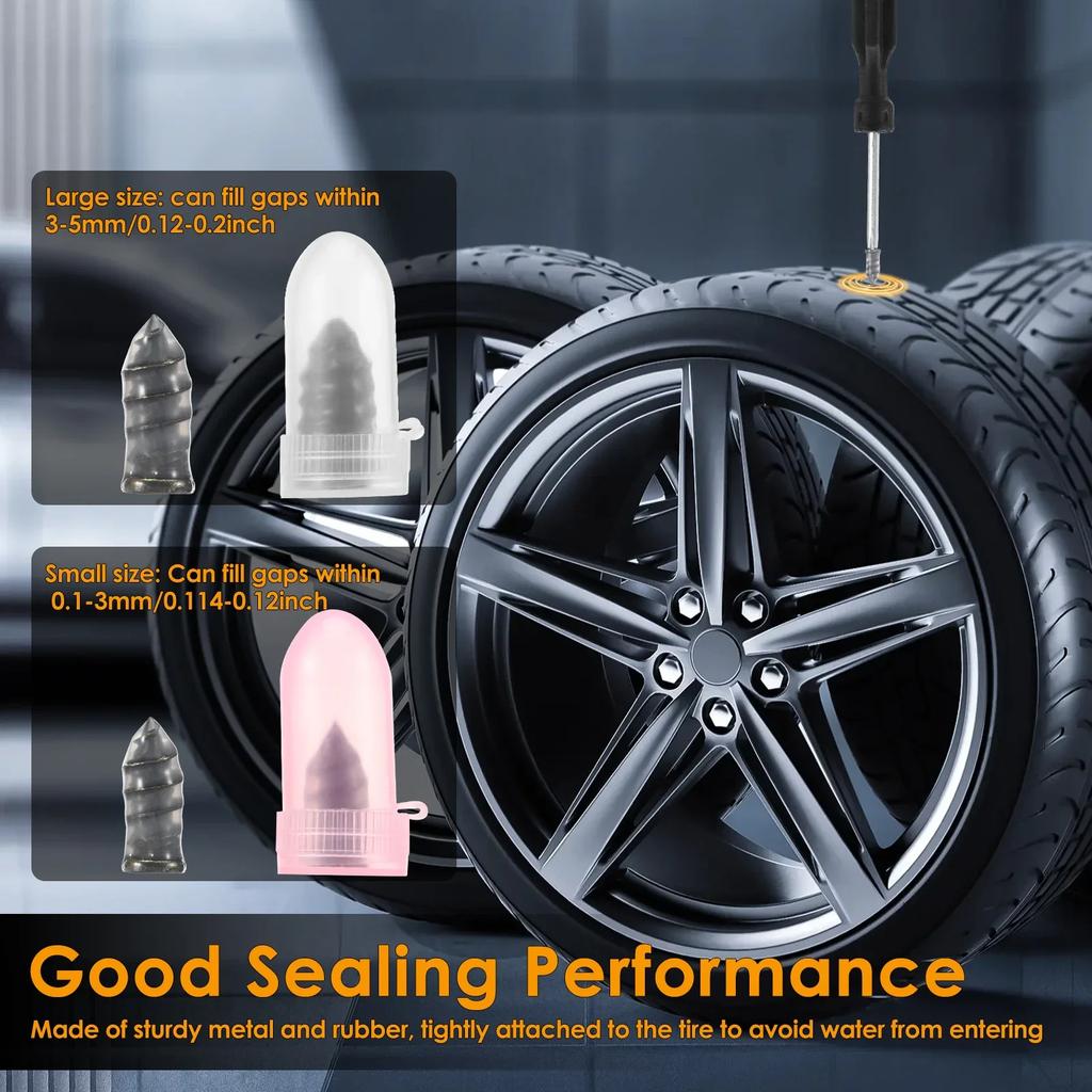 120PCS Tire Repair Rubber Nail Reliable Tire Plug Kit with 2 Screwdriver Screw Type Tyre Repair Nail Kit for Car Motorcycle