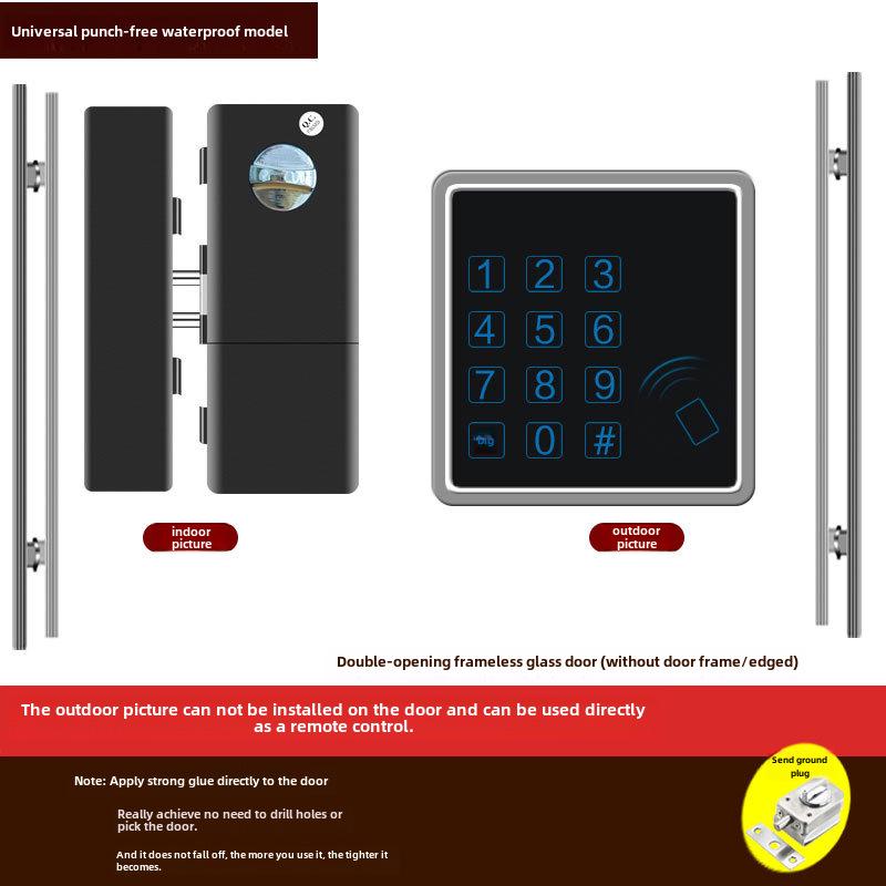 Punch-Free Glass Door Smart Lock: Remote-Controlled Fingerprint Lock for Single & Double Doors