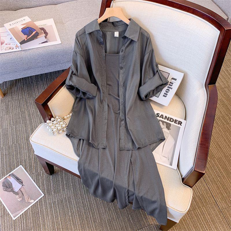 Plus Size Women's 2026 Spring/Autumn Fashion: Casual Two-Piece Set – Loose Fit, Belly-Covering, Slimming Suit.