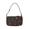 Coach Nolita 19 Presbyopia Love Flower Print Zipper Leather Armpit Bag Mahjong Bag Clutch Small Size Women's Brown/burgundy Color Matching