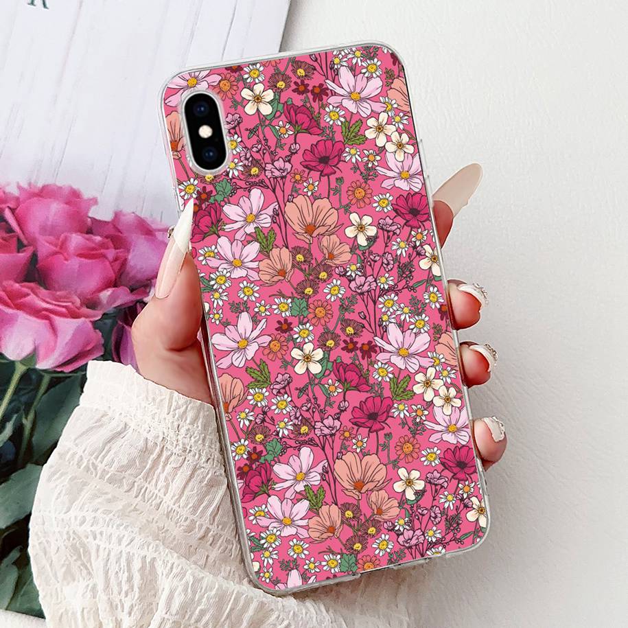 Per iPhone X XS Custodia Popolare Fiore Farfalla Morbido Trasparente Silicone Sottile Cover Posteriore Per iPhoneXS Max XR Custodia iPhoneX Bumper